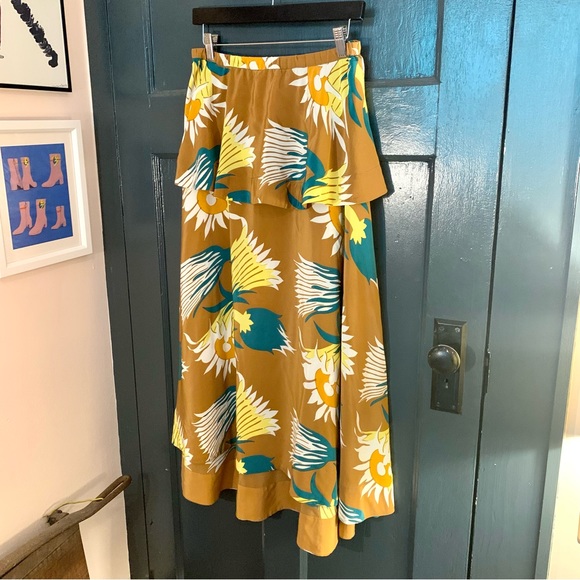 Tracy Reese Dresses & Skirts - Tracy Reese strapless silk midi sunflower dress